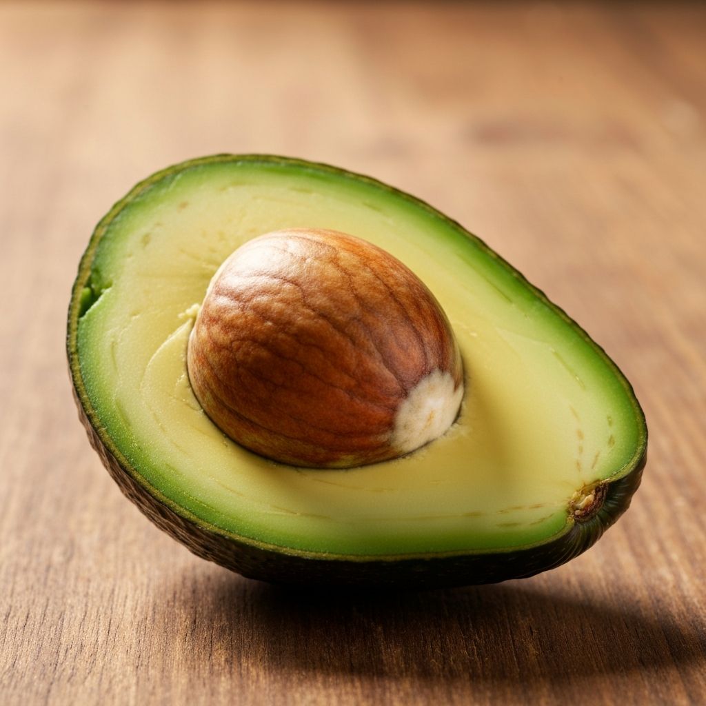 Halved avocado with natural texture