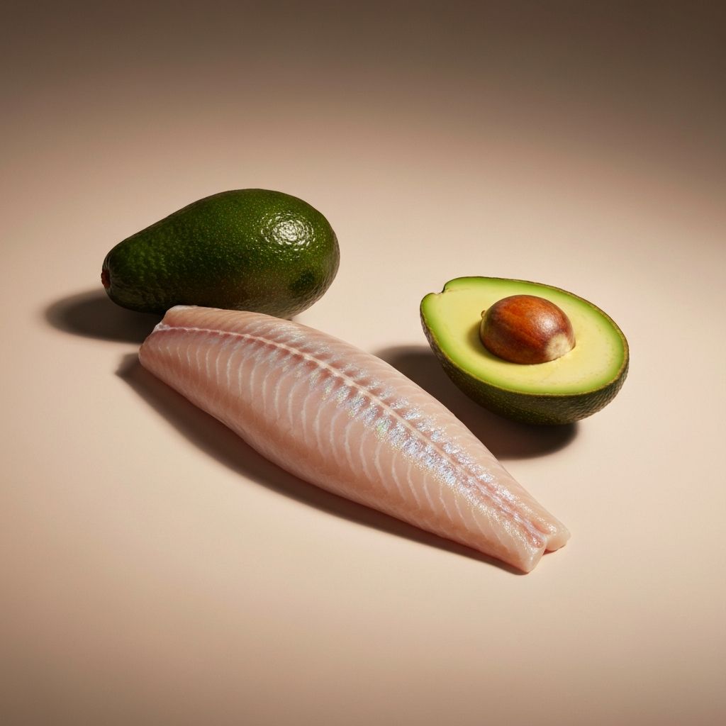 Fresh fish fillet and avocado